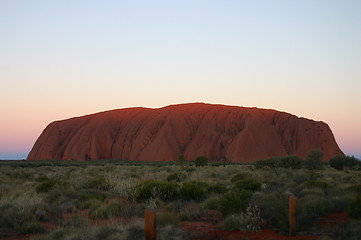 Image showing ayers rock in sunset