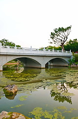 Image showing Reflection of chinese stone bridge 