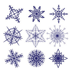 Image showing set of different snowflakes