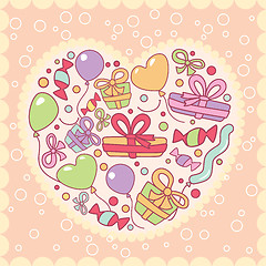 Image showing gifts, balloons in heart