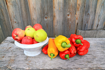 Image showing autumn still life on garden table