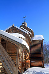 Image showing wooden chapel on blue background