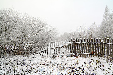 Image showing old fence in snow