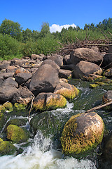 Image showing quick river flow amongst stone