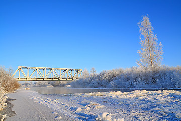 Image showing railway bridge on freeze river
