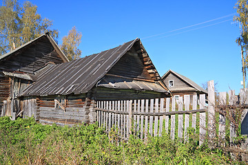 Image showing old wooden house in village 