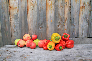 Image showing autumn still life on garden bench