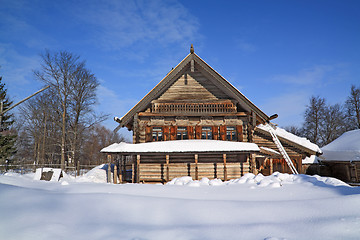 Image showing old wooden house in village 