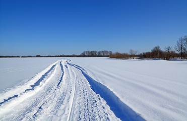Image showing winter road on snow field