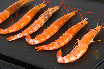 Image showing Cooking prawns