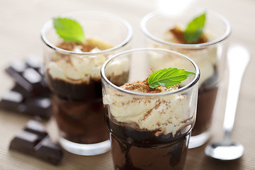 Image showing chocolate and vanilla mousse