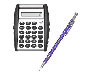 Image showing Calculator with pencil.