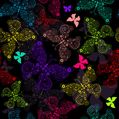 Image showing Seamless pattern with butterflies