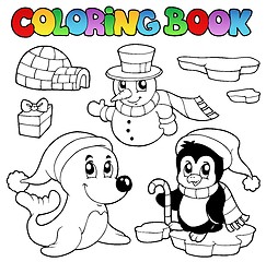 Image showing Coloring book wintertime animals 3