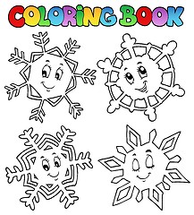 Image showing Coloring book cartoon snowflakes 1