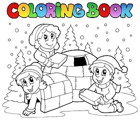 Image showing Coloring book winter scene 1