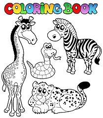 Image showing Coloring book tropical animals 1