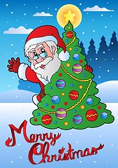 Image showing Merry Christmas card with Santa 1