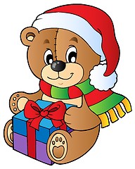 Image showing Christmas teddy bear with gift