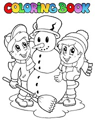 Image showing Coloring book winter scene 2