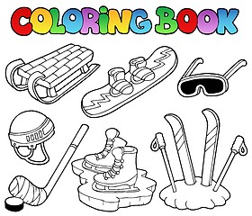 Image showing Coloring book winter sports gear