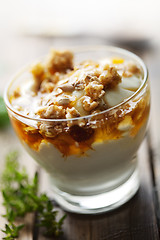 Image showing yogurt with honey and muesli