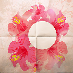 Image showing Abstract tropical background. Hibiscus flower for design.