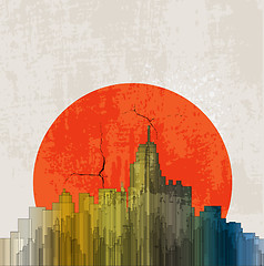 Image showing Apocalyptic retro poster. Sunset. Grunge background.