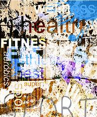 Image showing FITNESS. Word Grunge collage on background.