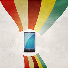 Image showing Illustration of mobile phone. Retro background