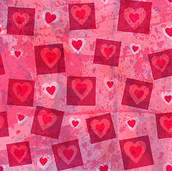 Image showing Grunge hearts vector background