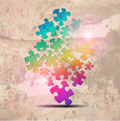 Image showing vintage corporate background. abstract puzzle shape colorful vec