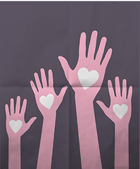 Image showing loving hands on paper background