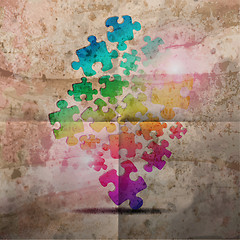 Image showing vintage corporate background. abstract puzzle shape colorful vec