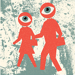 Image showing Pedestrian traffic retro poster