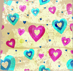 Image showing Grunge hearts vector background
