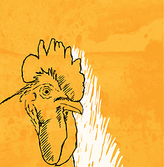 Image showing rooster sketch on grunge background