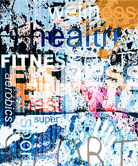 Image showing FITNESS. Word Grunge collage on background.
