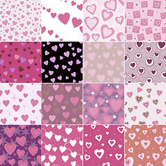 Image showing super set vector seamless pattern with hearts