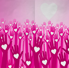 Image showing loving hands on paper background