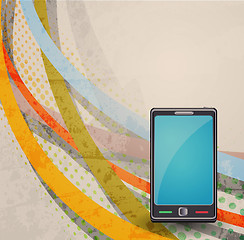 Image showing Illustration of mobile phone. Retro background