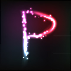 Image showing Vector alphabet. Neon letter