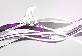 Image showing Vector illustration of BMX cyclist on rainbow