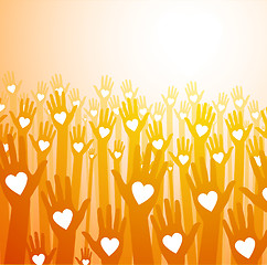 Image showing loving hands on paper background