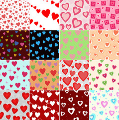 Image showing super set vector seamless pattern with hearts