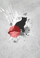 Image showing Abstract vector background. Mod art poster. Cat