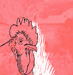 Image showing rooster sketch on grunge background