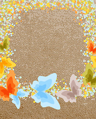 Image showing Butterfly on the canvas background