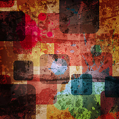 Image showing squares on the grunge wall, abstract vector background