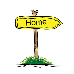 Image showing Road sign with green grass isolated on a white background. Home